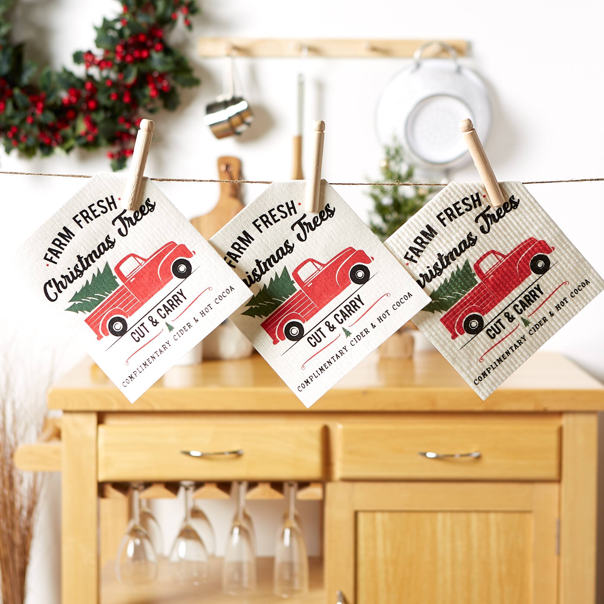 DII® Christmas Truck Swedish Dishcloth Set, 3ct.